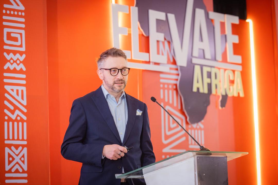 Andrew Wrobel delivering a keynote at Elevate Africa 2026
