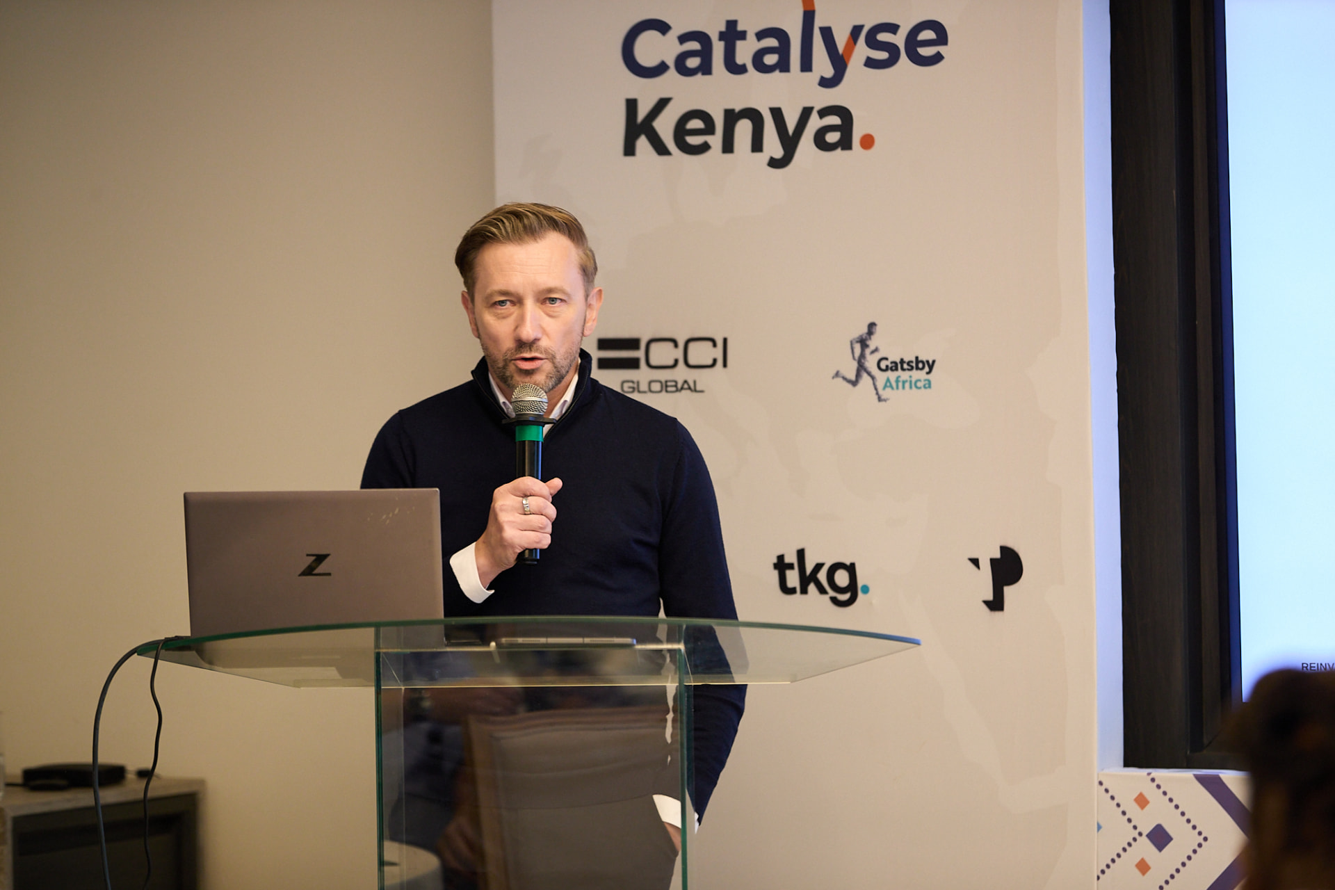 Andrew Wrobel speaking at Catalyse Kenya 2026 in Nairobi